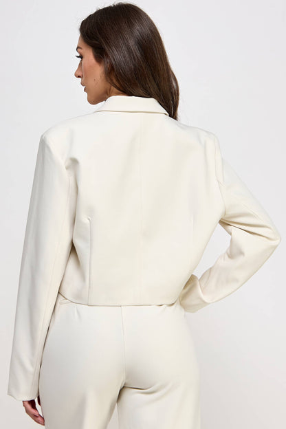 Cropped Power Shoulder Blazer - BAY WINDOW