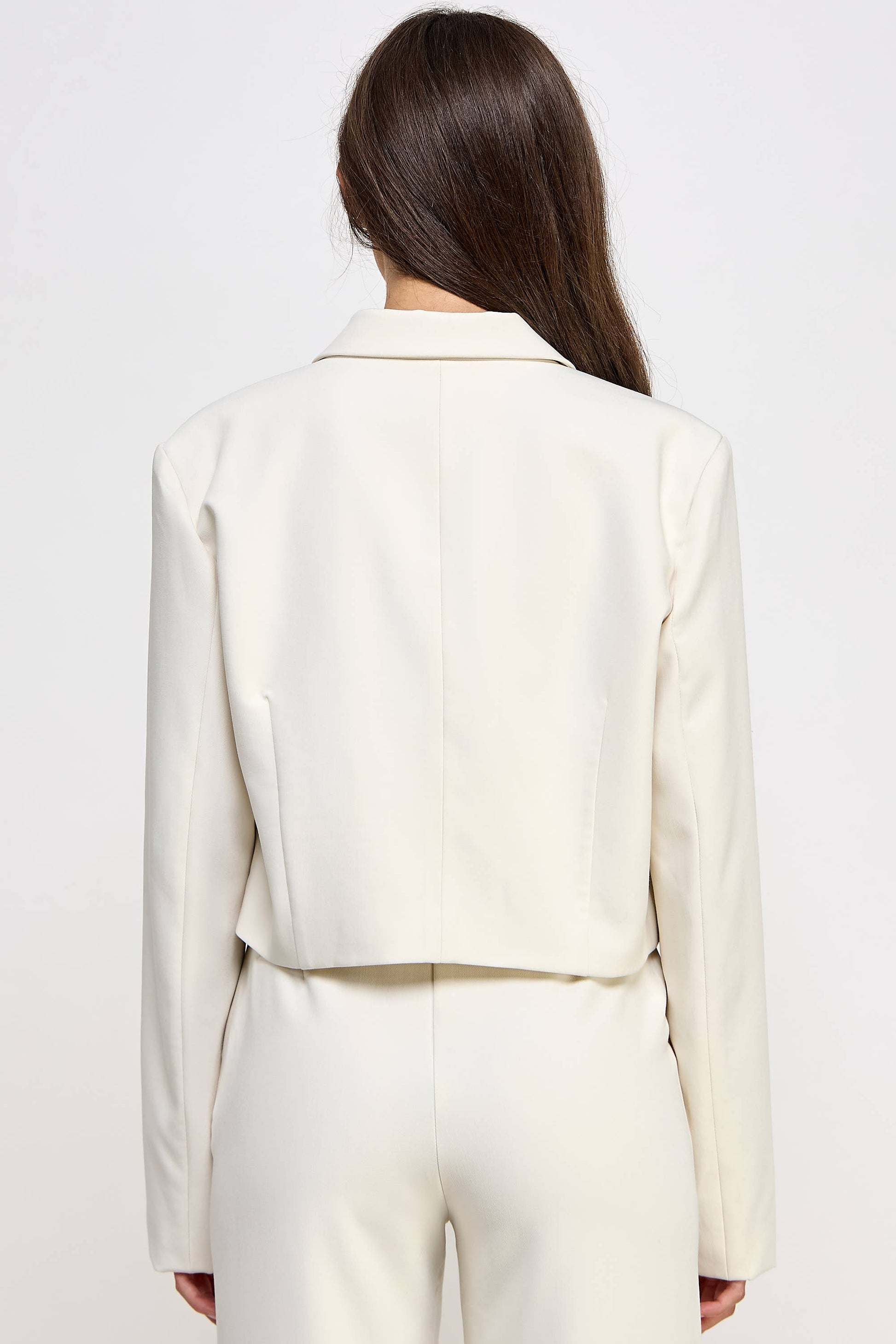 Cropped Power Shoulder Blazer - BAY WINDOW