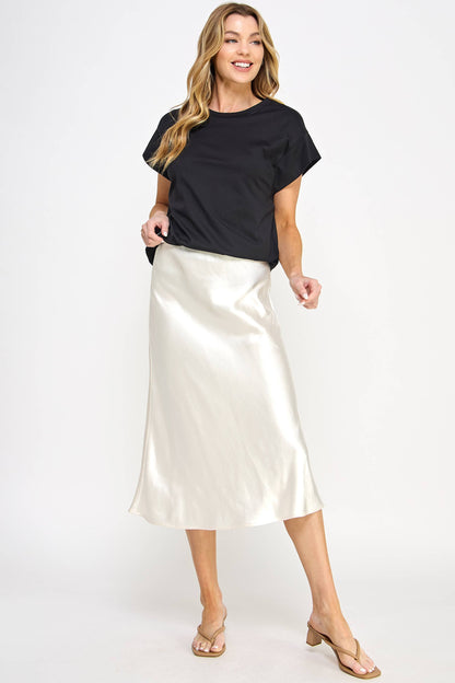 RS-9602-6 Satin Midi Skirt Pearl - BAY WINDOW