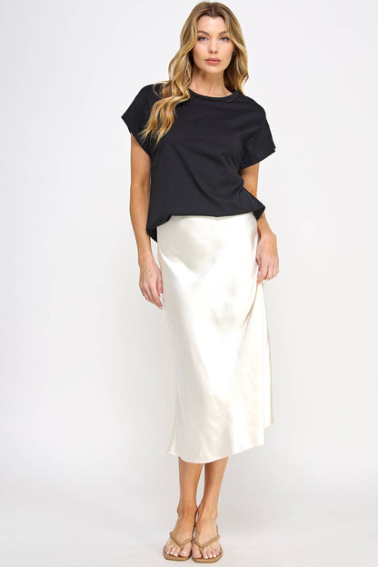 RS-9602-6 Satin Midi Skirt Pearl - BAY WINDOW