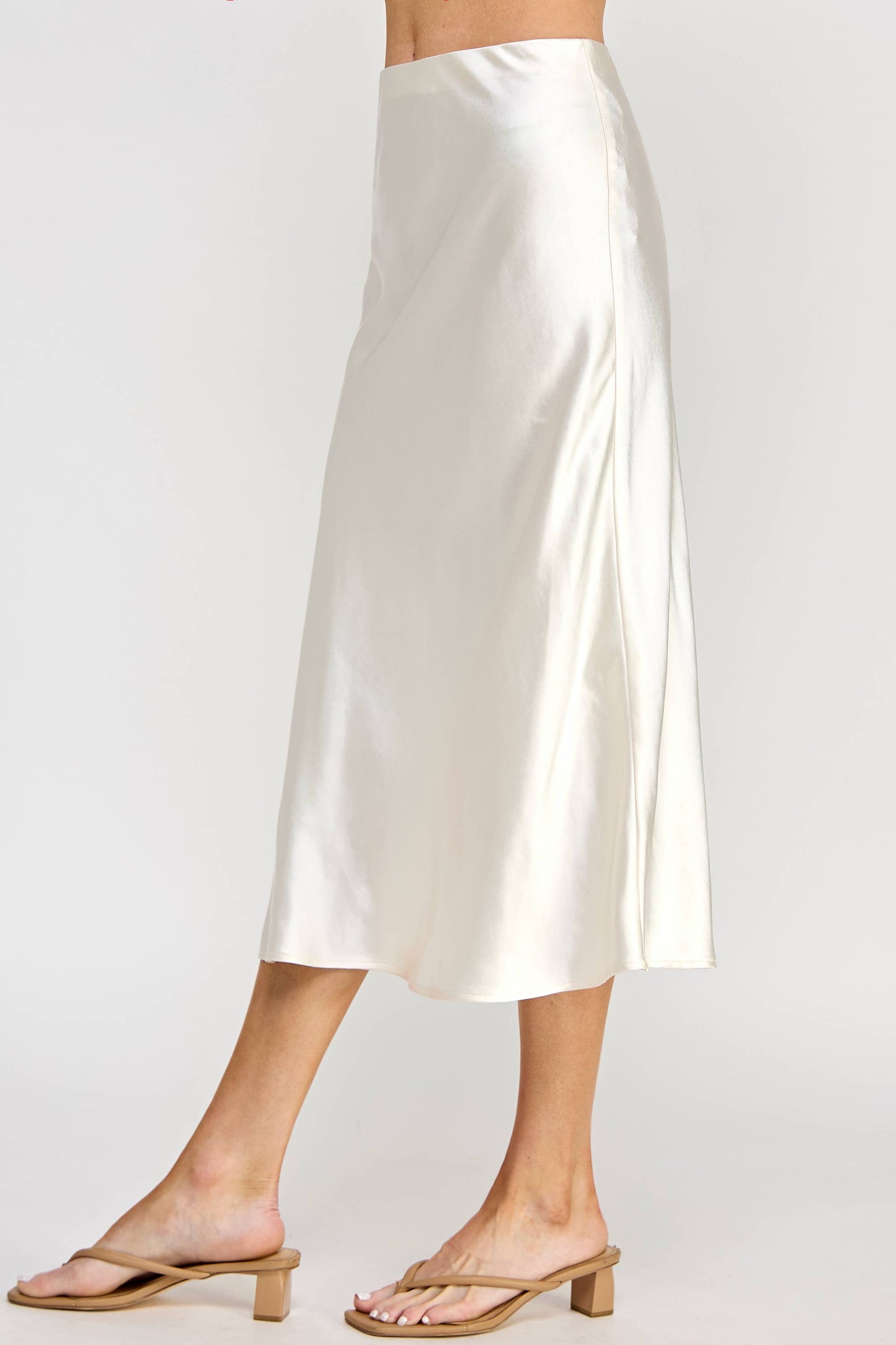 RS-9602-6 Satin Midi Skirt Pearl - BAY WINDOW