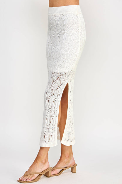CS-8009-6 Openwork Knit Skirt Cream - BAY WINDOW