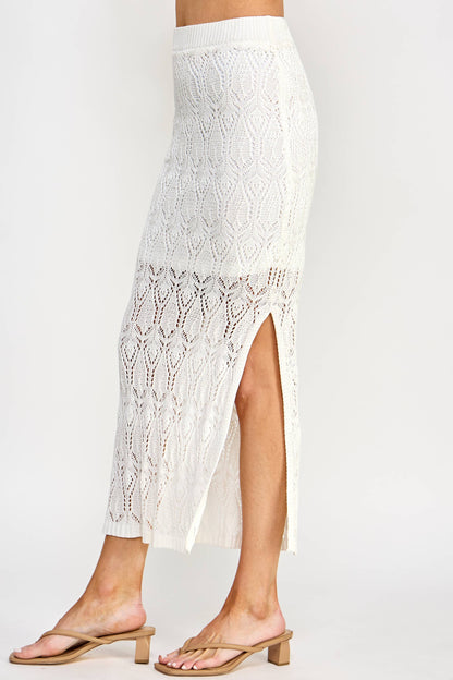 CS-8009-6 Openwork Knit Skirt Cream - BAY WINDOW