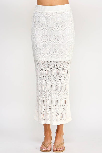 CS-8009-6 Openwork Knit Skirt Cream - BAY WINDOW