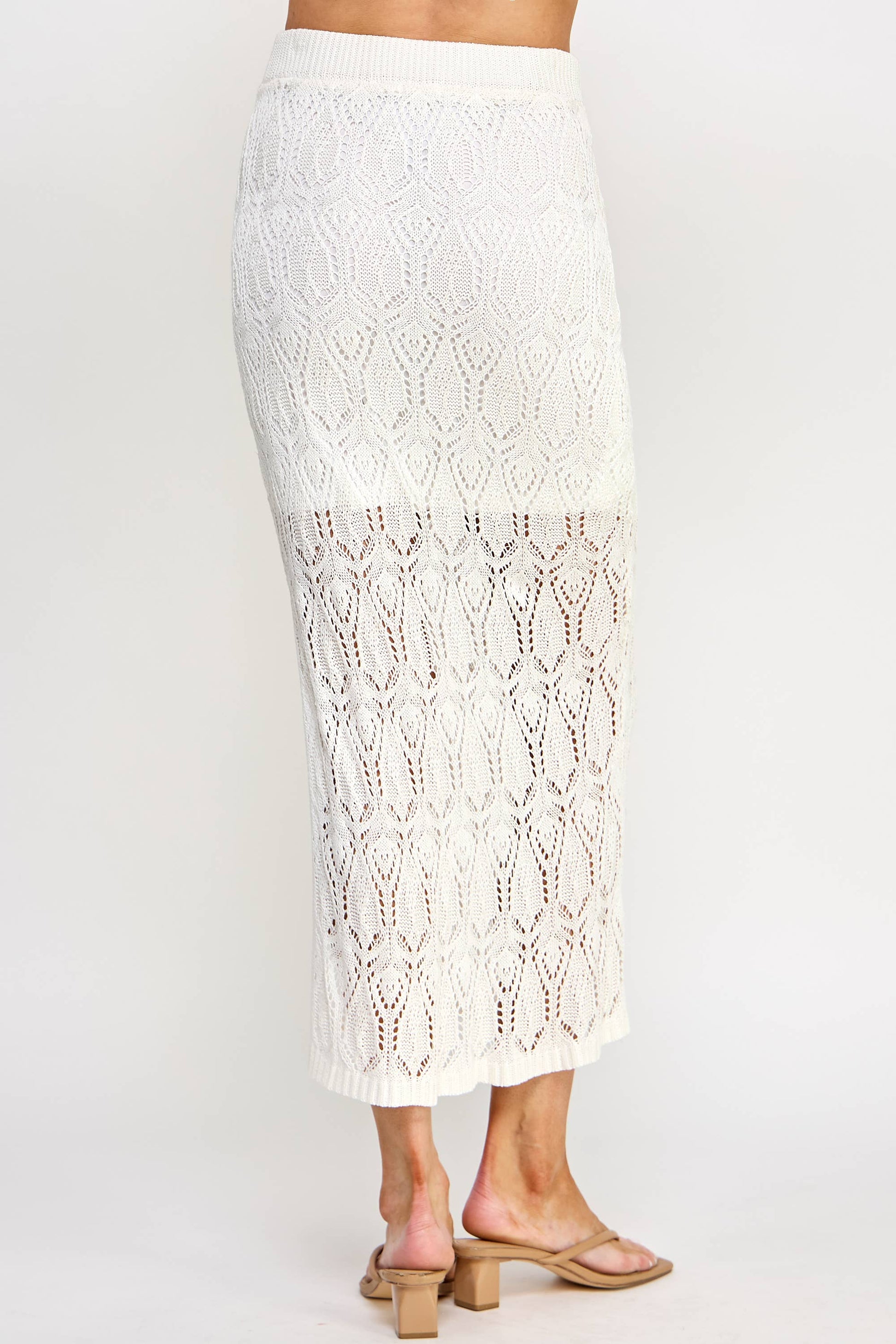 CS-8009-6 Openwork Knit Skirt Cream - BAY WINDOW