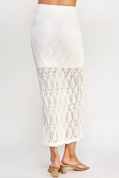 CS-8009-6 Openwork Knit Skirt Cream - BAY WINDOW
