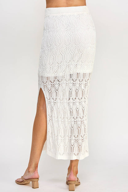 CS-8009-6 Openwork Knit Skirt Cream - BAY WINDOW