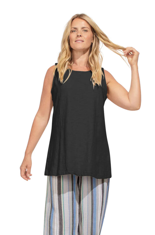 Cotton Slub Seamed Tank - Black - BAY WINDOW