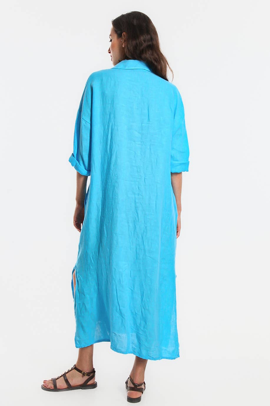 Fernanda Open Collar Linen Dress (DQ107)