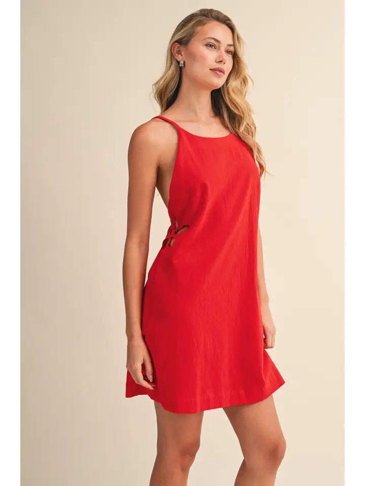 Backless Mini Dress - Red