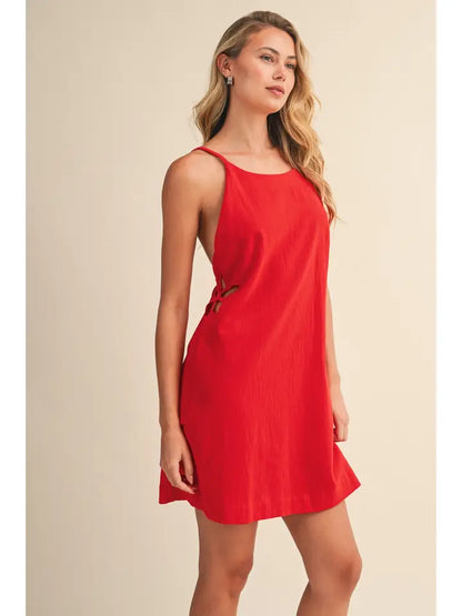 Backless Mini Dress - Red