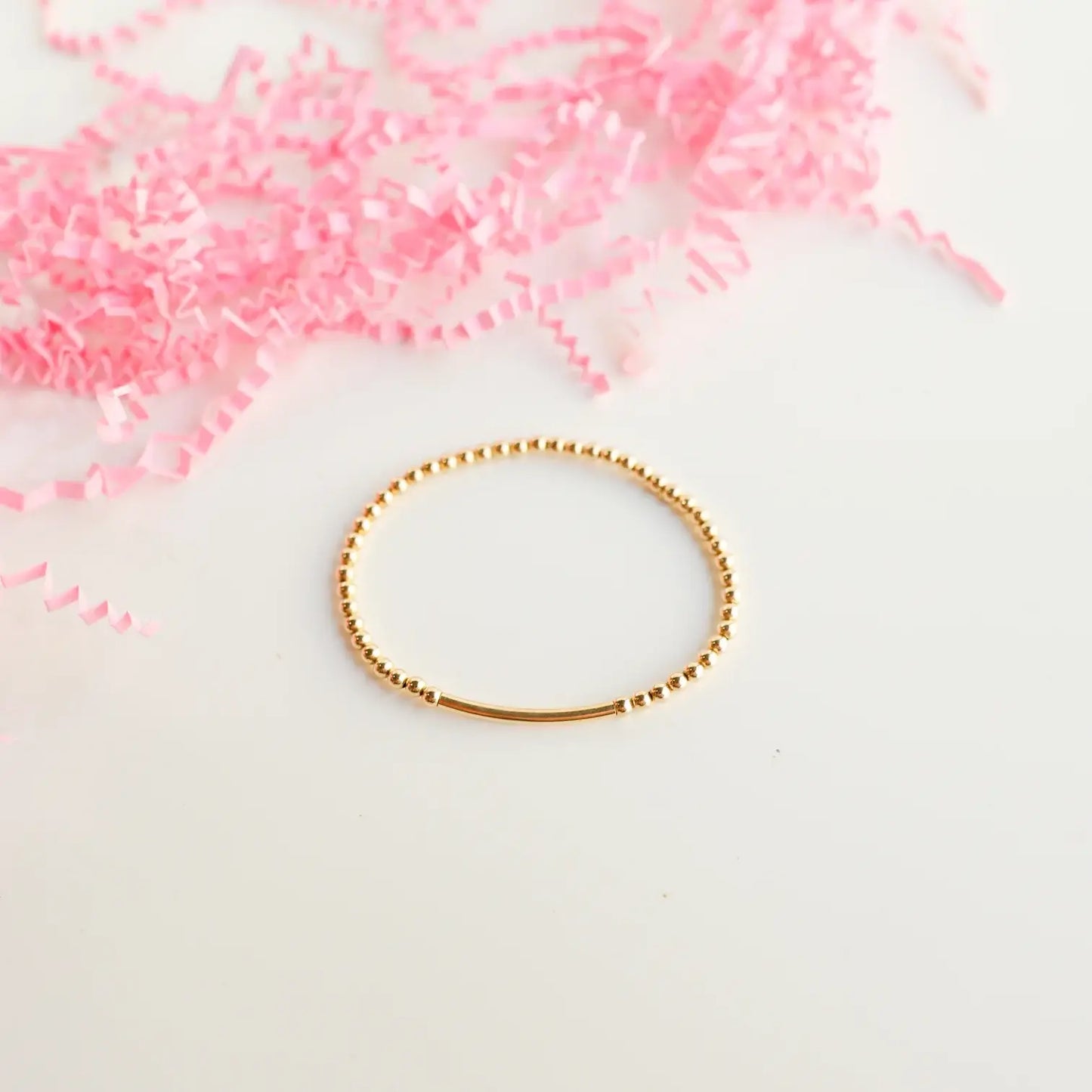 3mm Gold Bar Beaded Bracelet