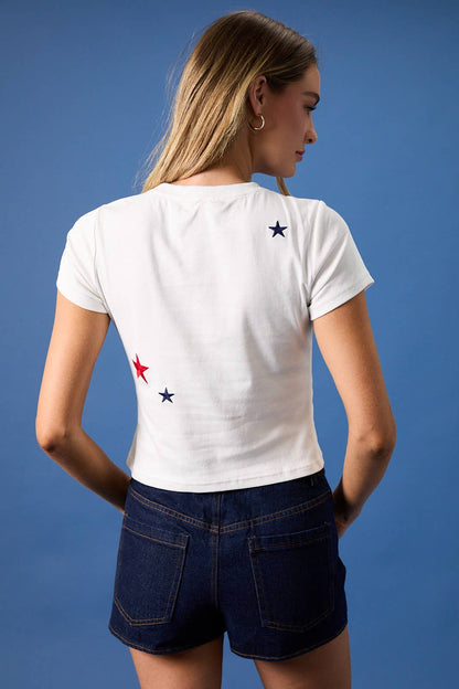 Crew Neck SS Star Embroidered Baby Tee