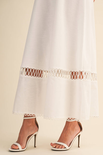 ID10248 LINEN ROPE EMBROIDERED ACCENT MINI DRESS