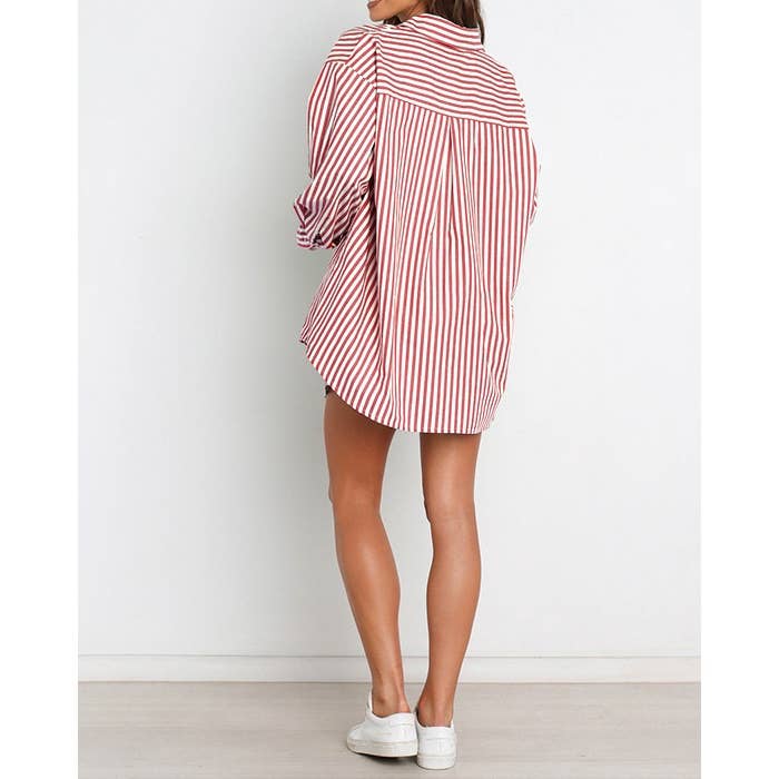 Striped Oversized Shirt and Drawstring Shorts Set