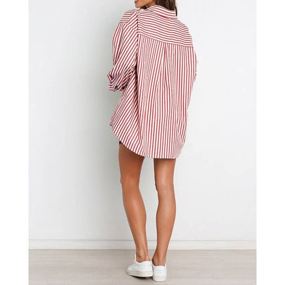 Striped Oversized Shirt and Drawstring Shorts Set