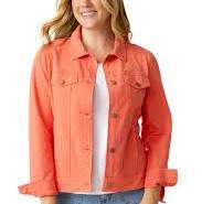 Stonewash Cotton Knit Jean Jacket - Papaya - BAY WINDOW