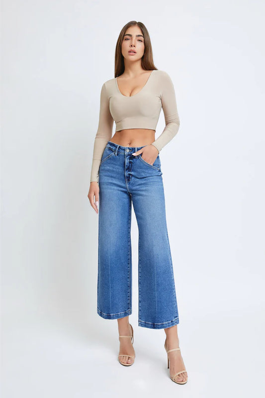 26" Inseam Nori Cropped Wide Leg Trouser - BAY WINDOW