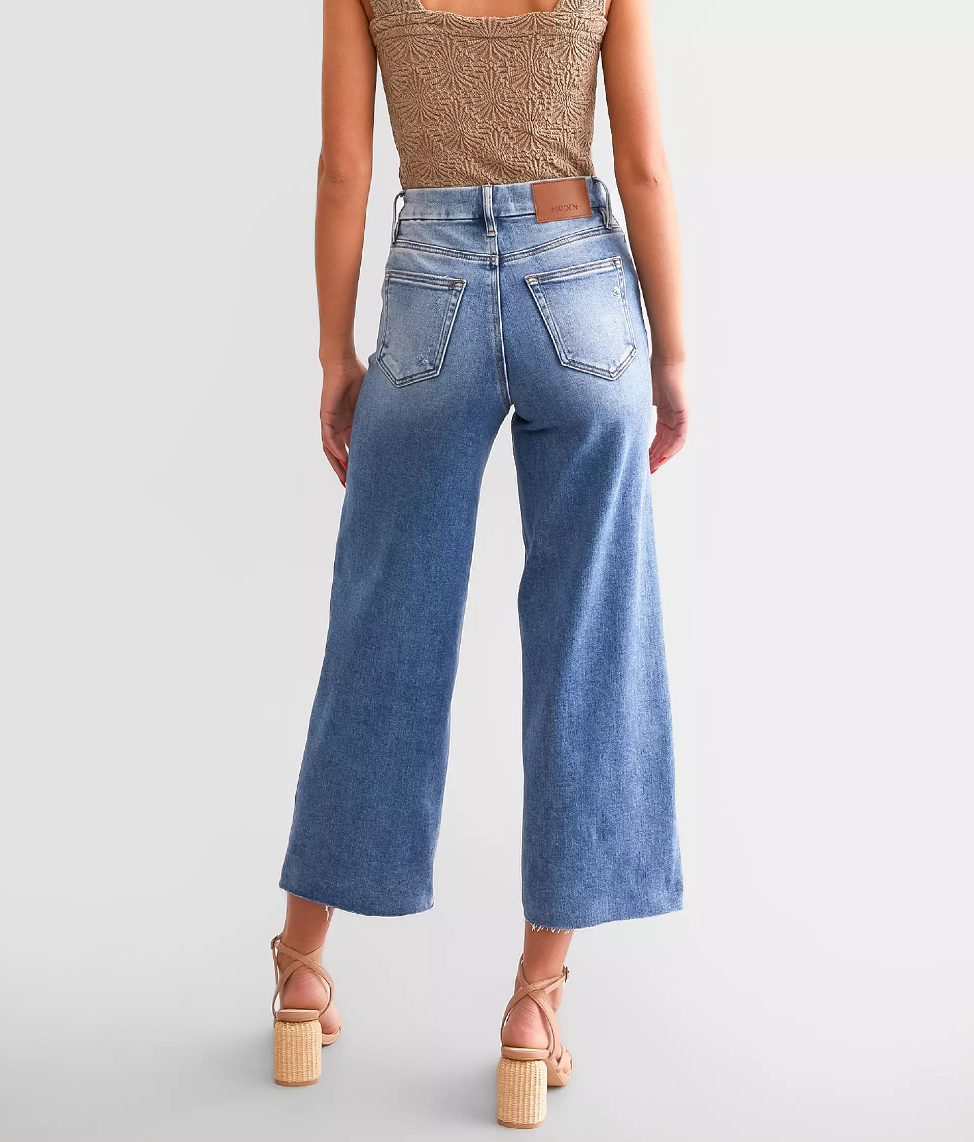 Nori - 27" Inseam High Rise Cropped Wide Leg Basic (Dark Wash) - BAY WINDOW