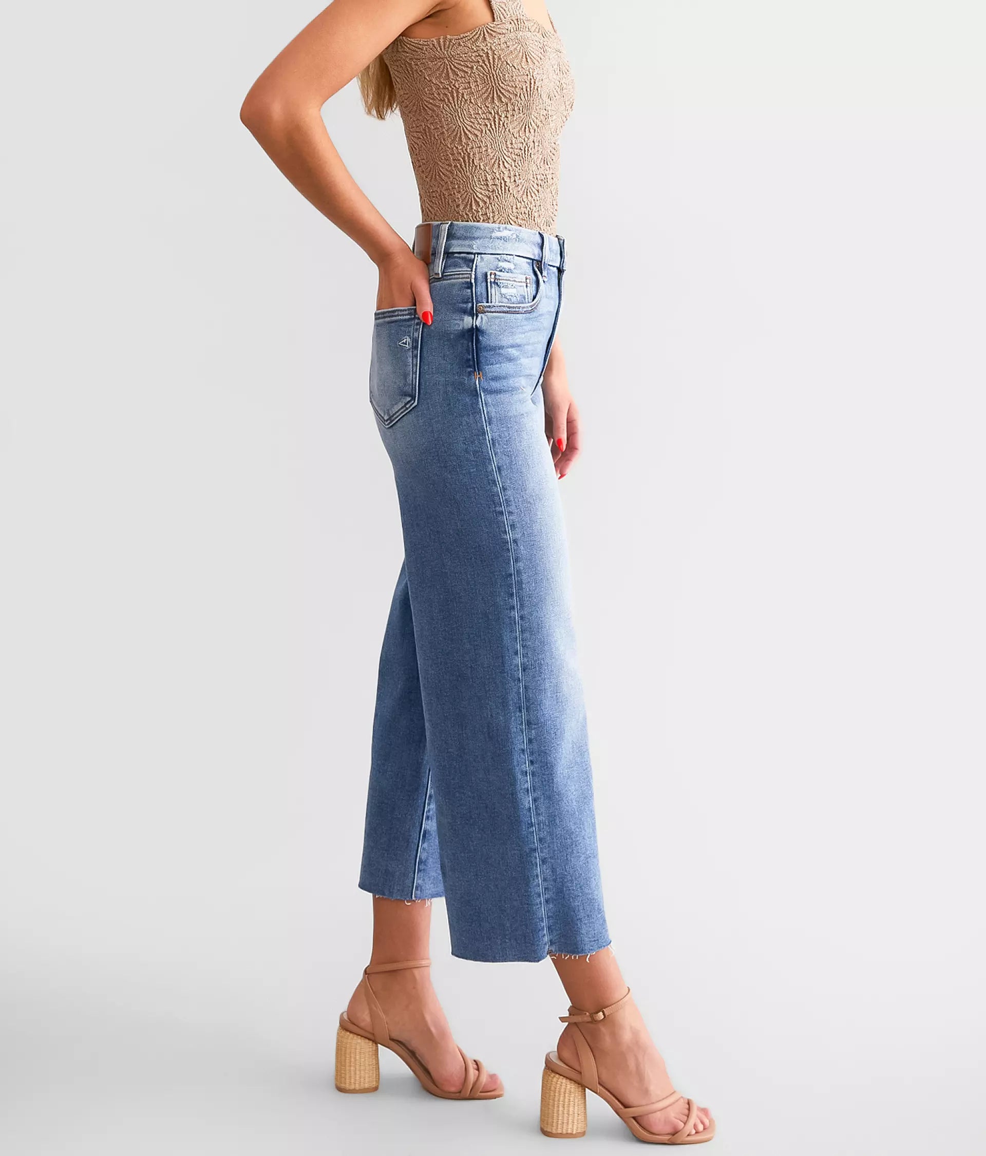 Nori - 27" Inseam High Rise Cropped Wide Leg Basic (Dark Wash) - BAY WINDOW