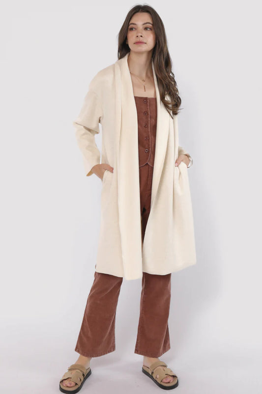 Alessia Shawl Collar Open Coat - Ivory - BAY WINDOW