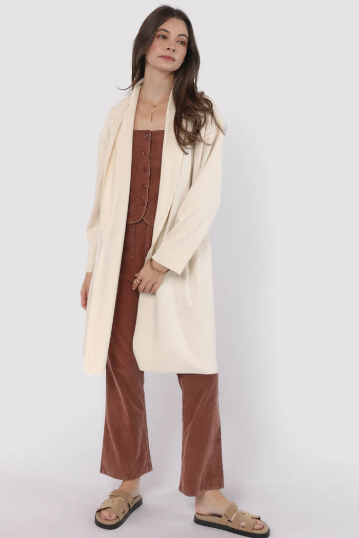 Alessia Shawl Collar Open Coat - Ivory - BAY WINDOW