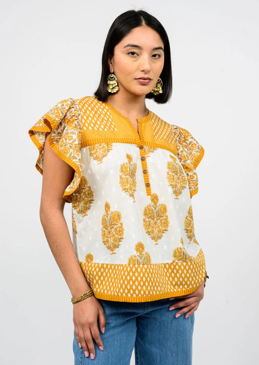 Patched Patterns Top - Gold - BAY WINDOW