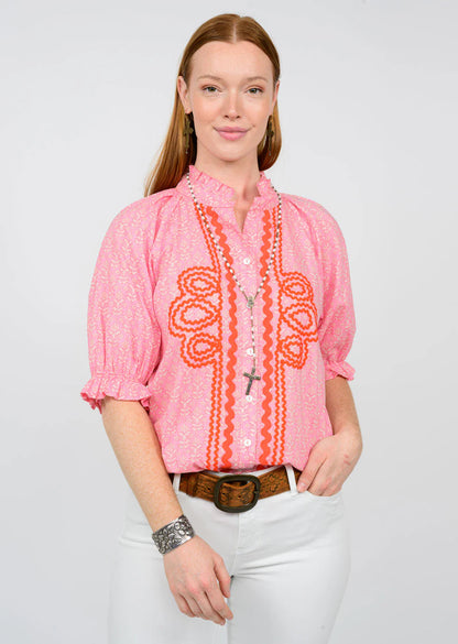 Rosalinda Blouse - Pink Floral - BAY WINDOW