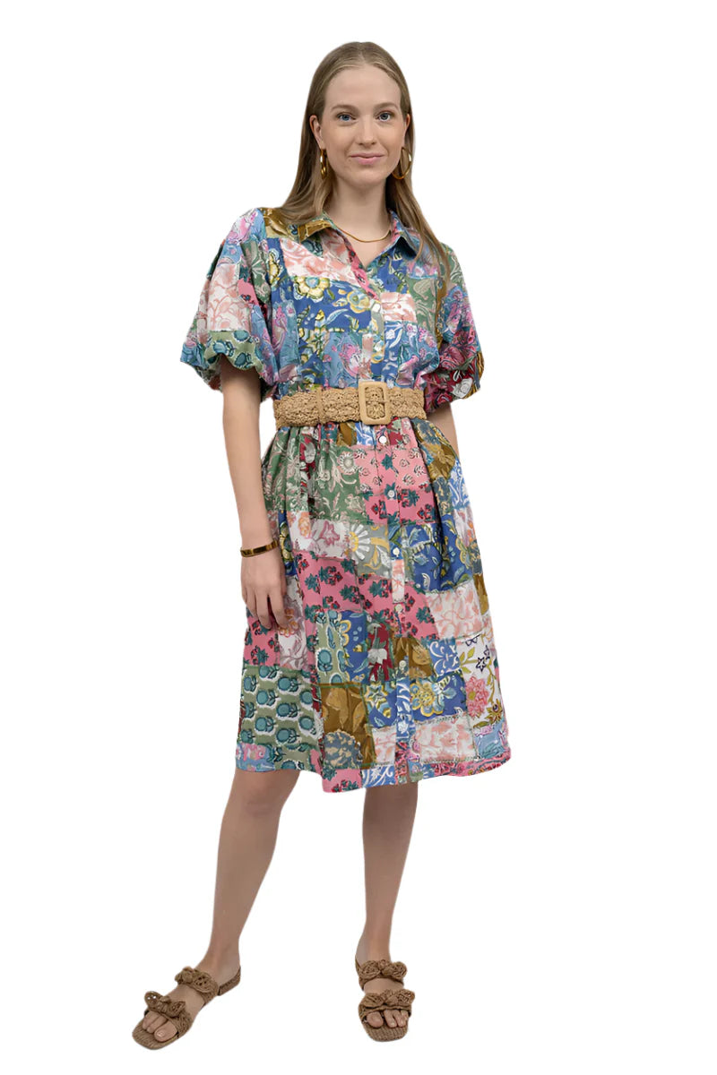 Patchwork Shirt Dress - Multi - BAY WINDOW