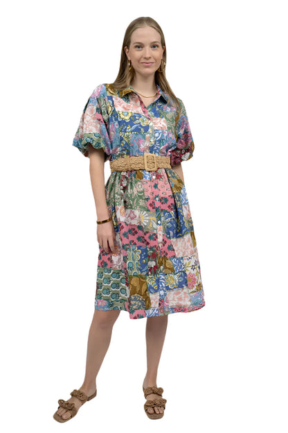 Patchwork Shirt Dress - Multi - BAY WINDOW
