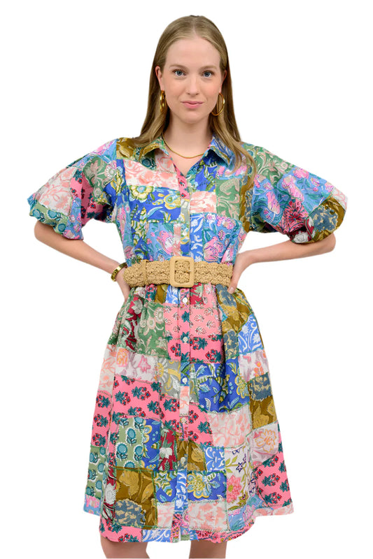 Patchwork Shirt Dress - Multi - BAY WINDOW