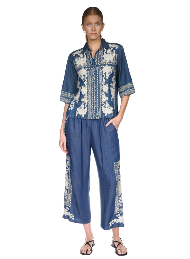 Short Kimono Sleeve Shirt - Randal Denim Blue
