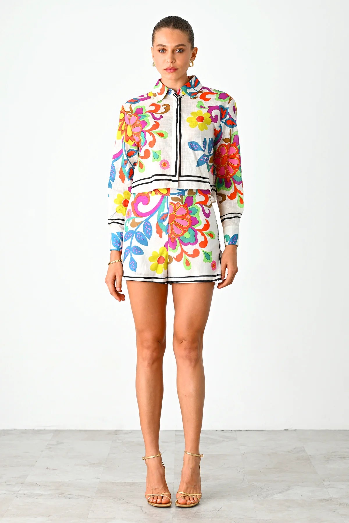 Della Shorts - White/Pink/Green - BAY WINDOW