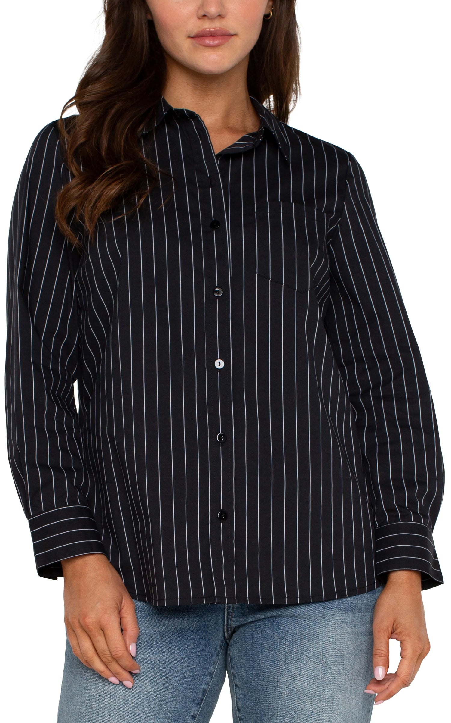 Classic Fit Button Front Poplin Shirt - BAY WINDOW