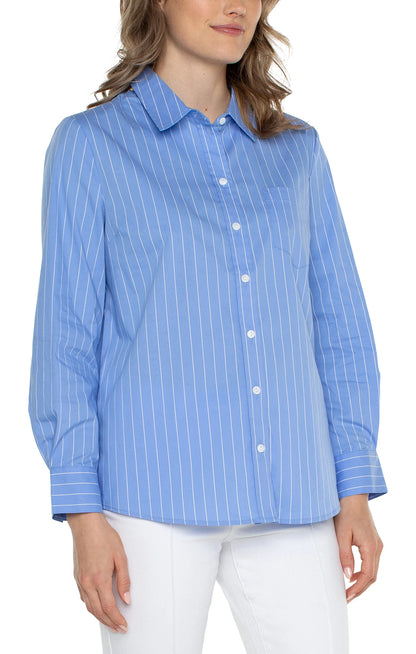 Classic Fit Button Front Poplin Shirt - BAY WINDOW