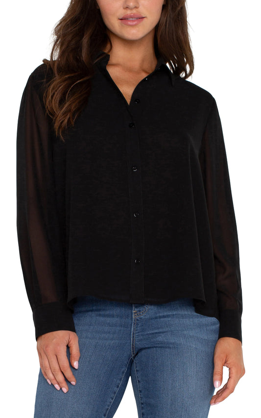 LS Woven Pleat Detail Top - BAY WINDOW