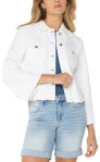 Jacket with Fray Hem & Wide Sleeve - Bright White Paisley - BAY WINDOW