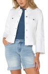 Jacket with Fray Hem & Wide Sleeve - Bright White Paisley - BAY WINDOW