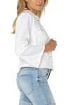Jacket with Fray Hem & Wide Sleeve - Bright White Paisley - BAY WINDOW