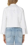Jacket with Fray Hem & Wide Sleeve - Bright White Paisley - BAY WINDOW