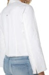 Jacket with Fray Hem & Wide Sleeve - Bright White Paisley - BAY WINDOW