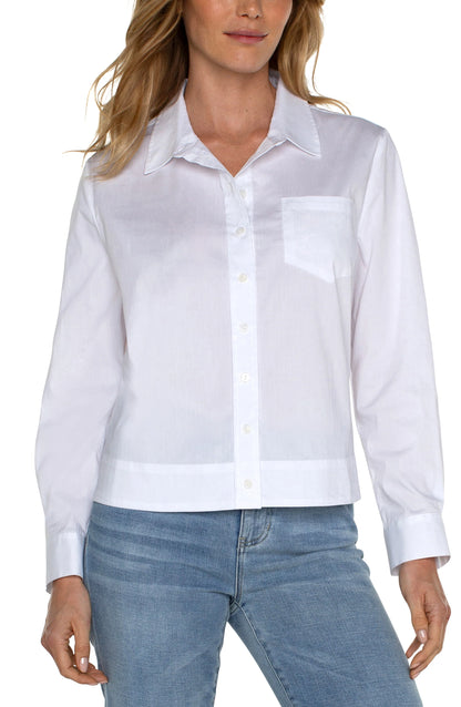 Button Front Shirt with Elastic Back Waist - BAY WINDOW