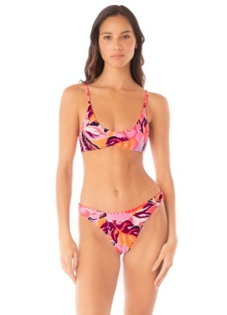 Coral Leafy Liberties Bikini Top - BAY WINDOW
