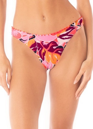 Coral Leafy Sublimity Bikini Bottom - BAY WINDOW