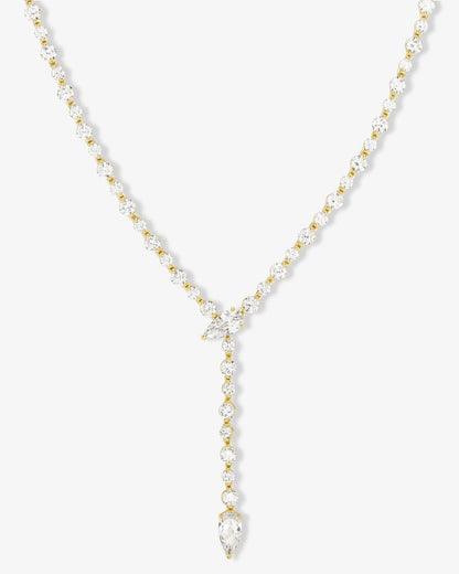 She's Arrived Lariat Tennis Necklace - Gold - BAY WINDOW