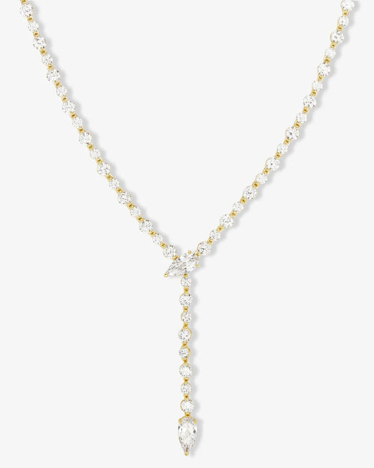 She's Arrived Lariat Tennis Necklace - Gold - BAY WINDOW