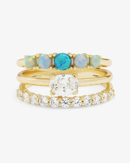 She's So Stacked Ring - Gold/Blue Opal - BAY WINDOW