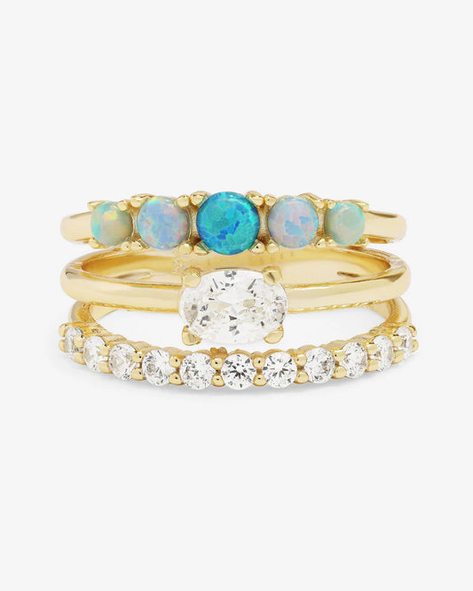 She's So Stacked Ring - Gold/Blue Opal - BAY WINDOW