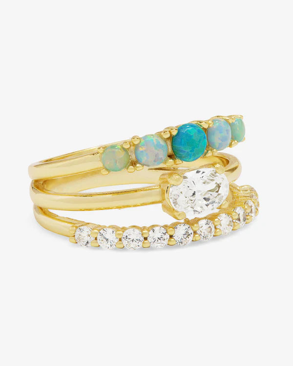 She's So Stacked Ring - Gold/Blue Opal - BAY WINDOW