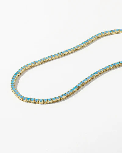Grand Heiress Blue Opal Tennis Necklace - BAY WINDOW